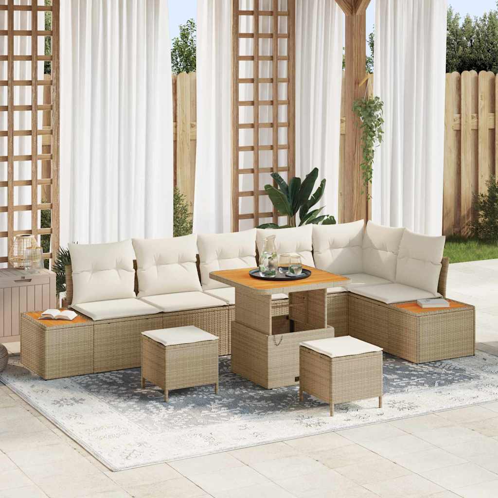 Tuinbankenset Met Kussen Met Opslag 9 Pcs Poly Riet