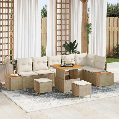 Tuinbankenset Met Kussen Met Opslag 9 Pcs Poly Riet