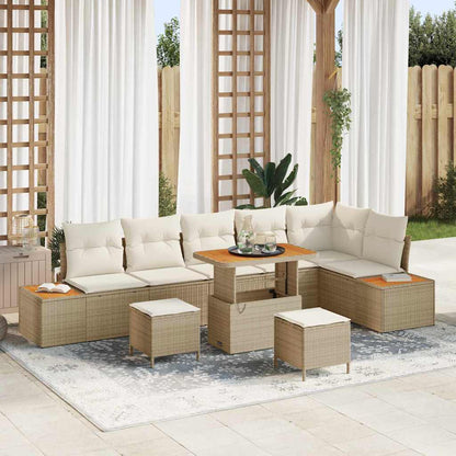 Tuinbankenset Met Kussen Met Opslag 9 Pcs Poly Riet