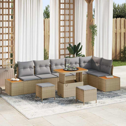 Tuinbankenset Met Kussen Met Opslag 9 Pcs Poly Riet