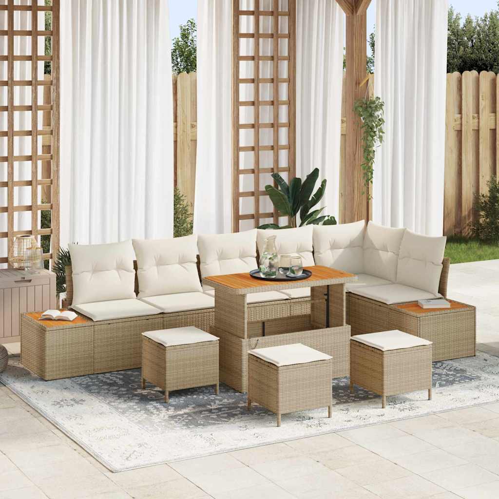 Tuinbankenset Met Kussen Met Opslag 9 Pcs Poly Riet