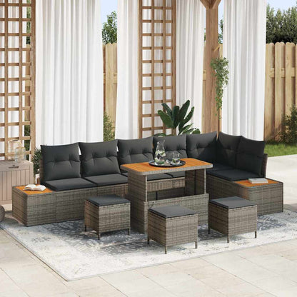 Tuinbankenset Met Kussen Met Opslag 9 Pcs Poly Riet