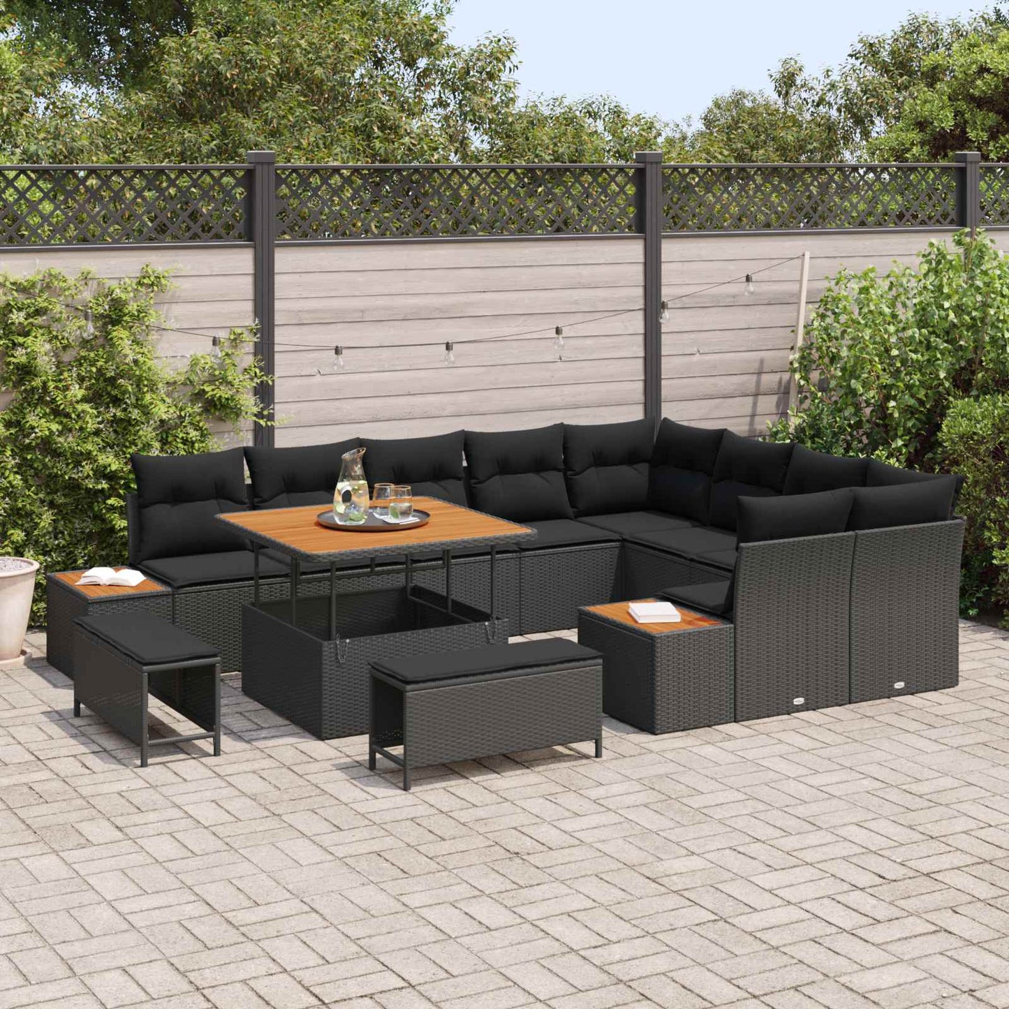 Tuinbankenset Met Kussen Met Opslag 12 Pcs Poly Riet