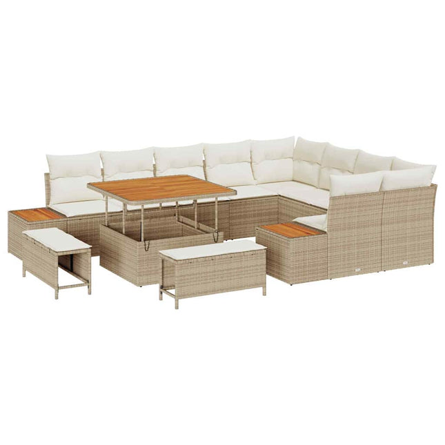 Tuinbankenset Met Kussen Met Opslag 12 Pcs Poly Riet