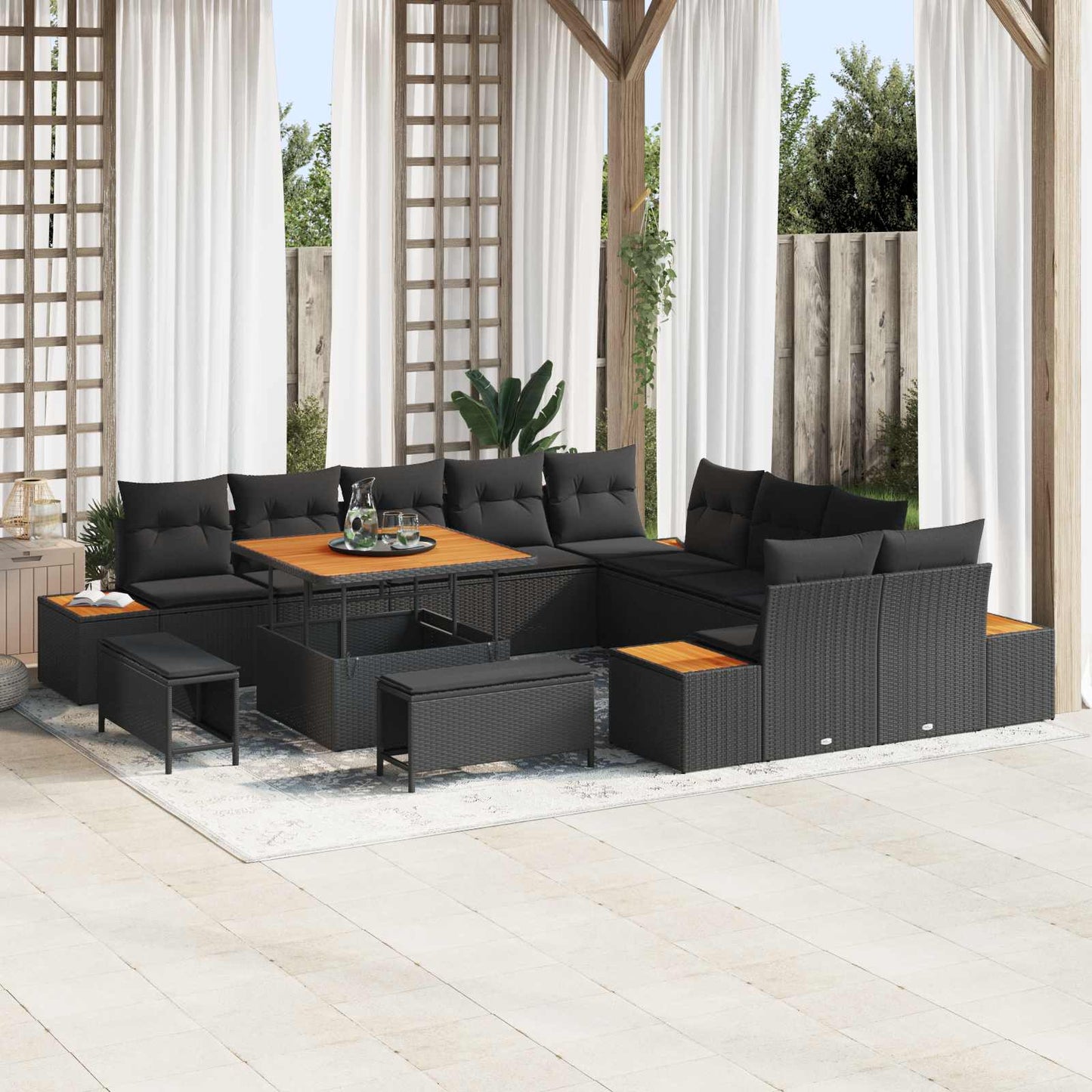 Tuinbankenset Met Kussen Met Opslag 13 Pcs Poly Riet
