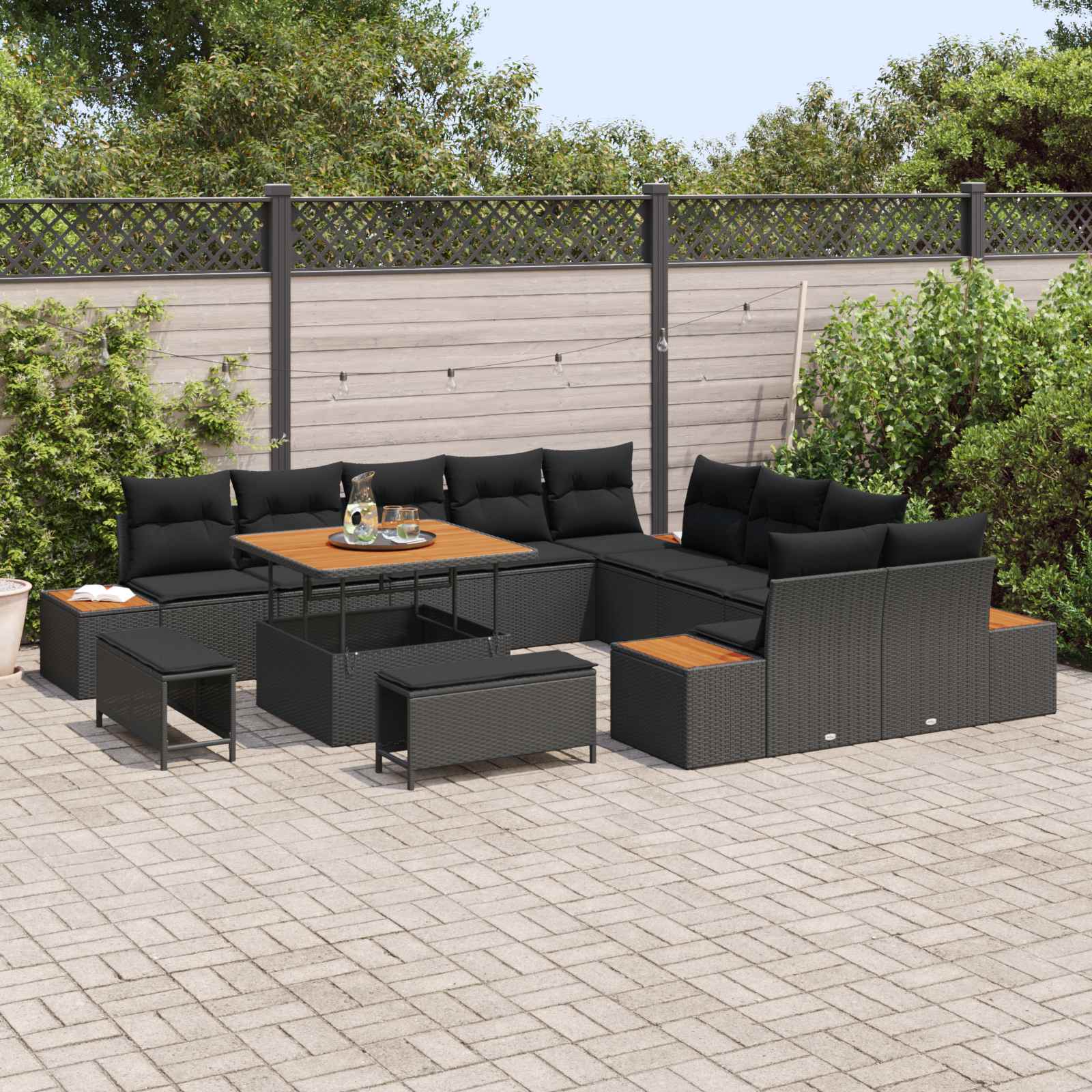 Tuinbankenset Met Kussen Met Opslag 13 Pcs Poly Riet