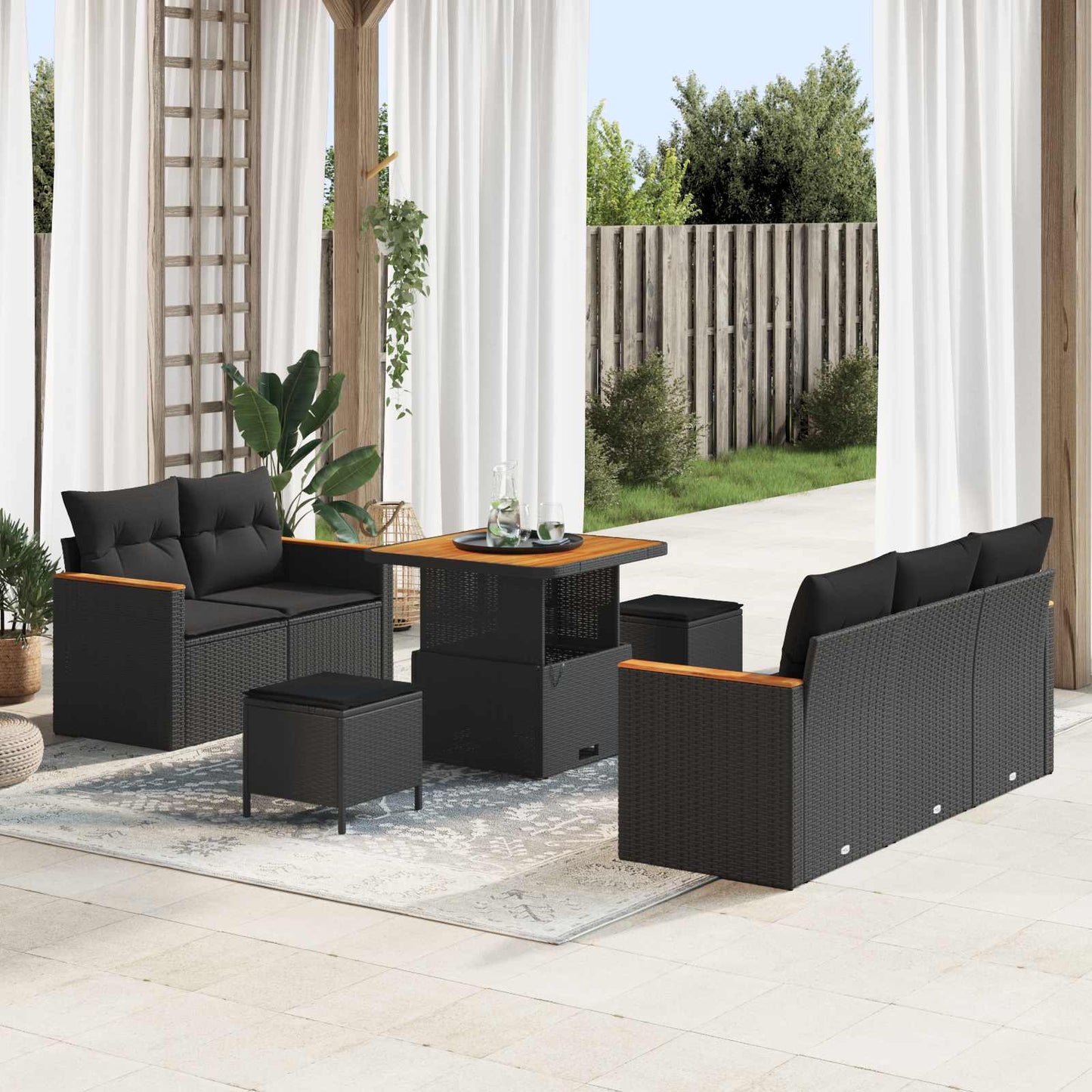Tuinbankenset Met Kussen 10 Pcs Poly Rattan