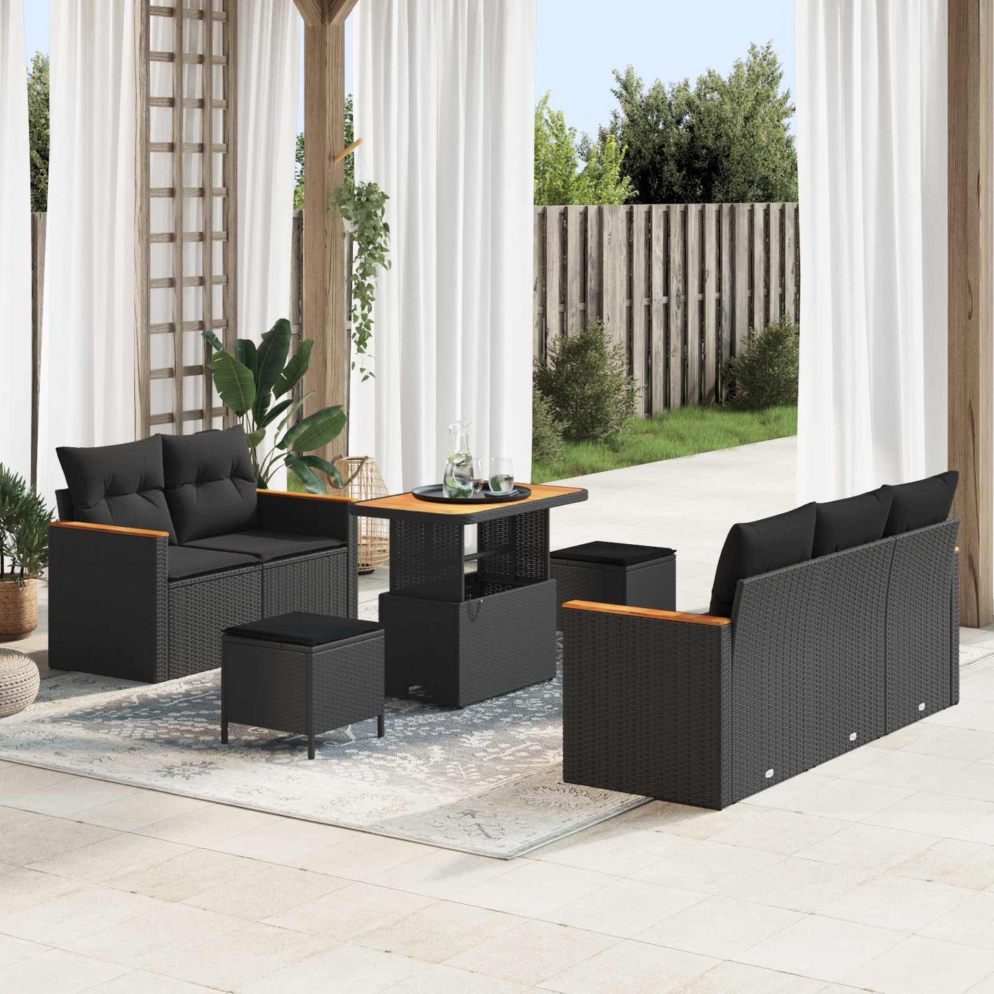 Tuinbankenset Met Kussen 10 Pcs Poly Rattan