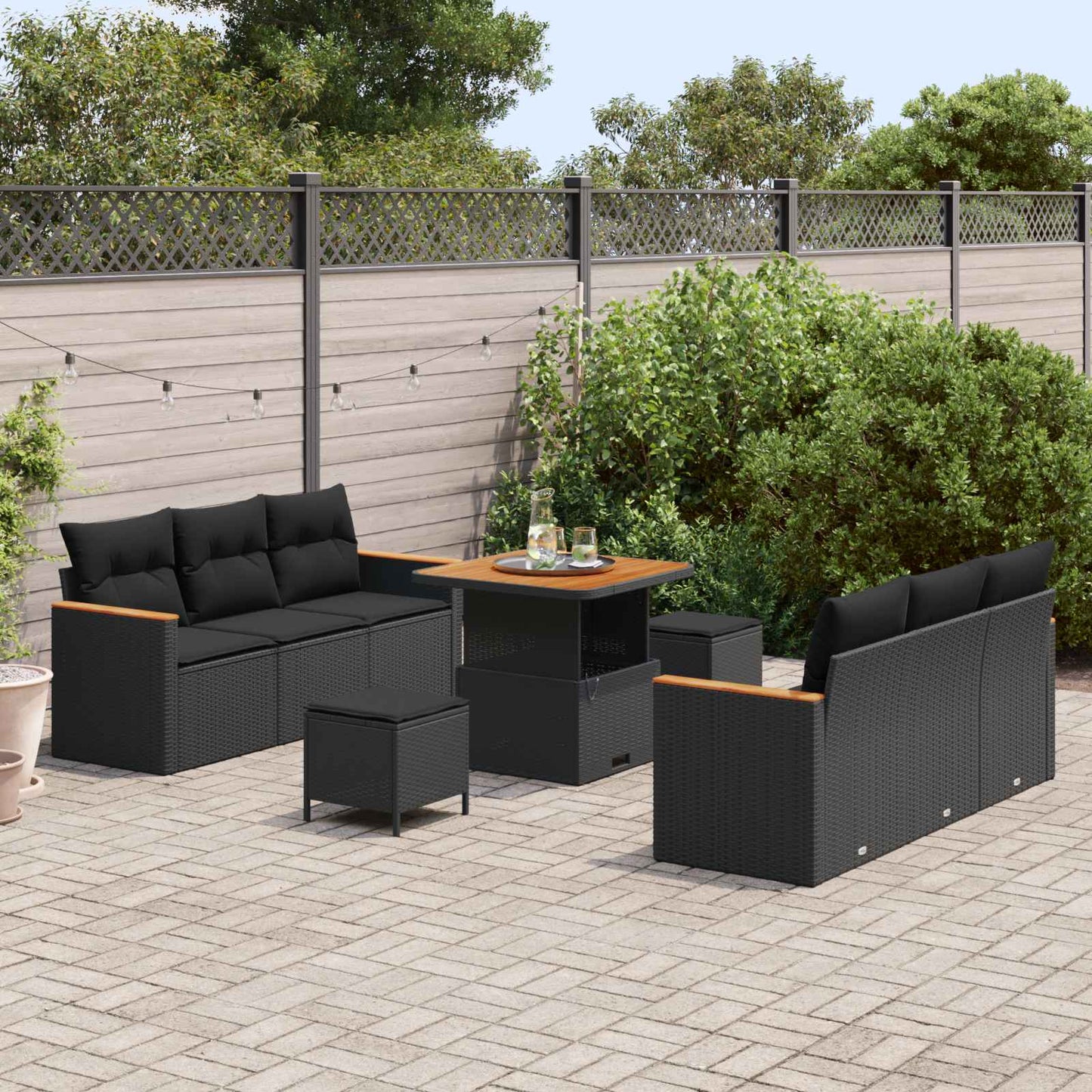 Tuinbankenset Met Kussen 11 Pcs Poly Rattan