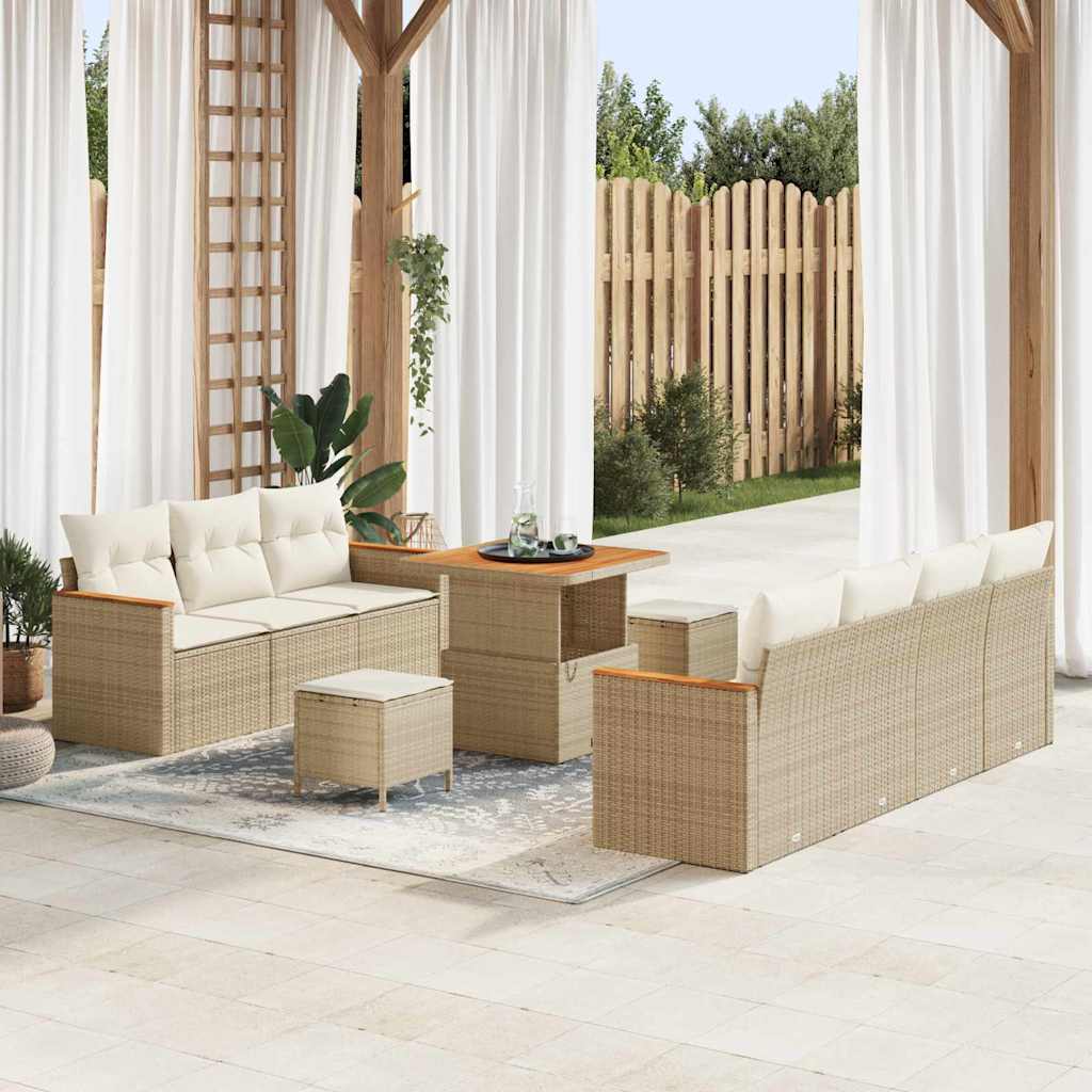 Tuinbankenset Met Kussen 14 Pcs Poly Rattan
