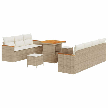 Tuinbankenset Met Kussen 14 Pcs En Crème Poly Rattan
