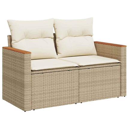 Tuinbankenset Met Kussen 14 Pcs En Crème Poly Rattan