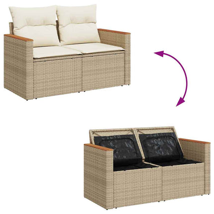 Tuinbankenset Met Kussen 14 Pcs En Crème Poly Rattan