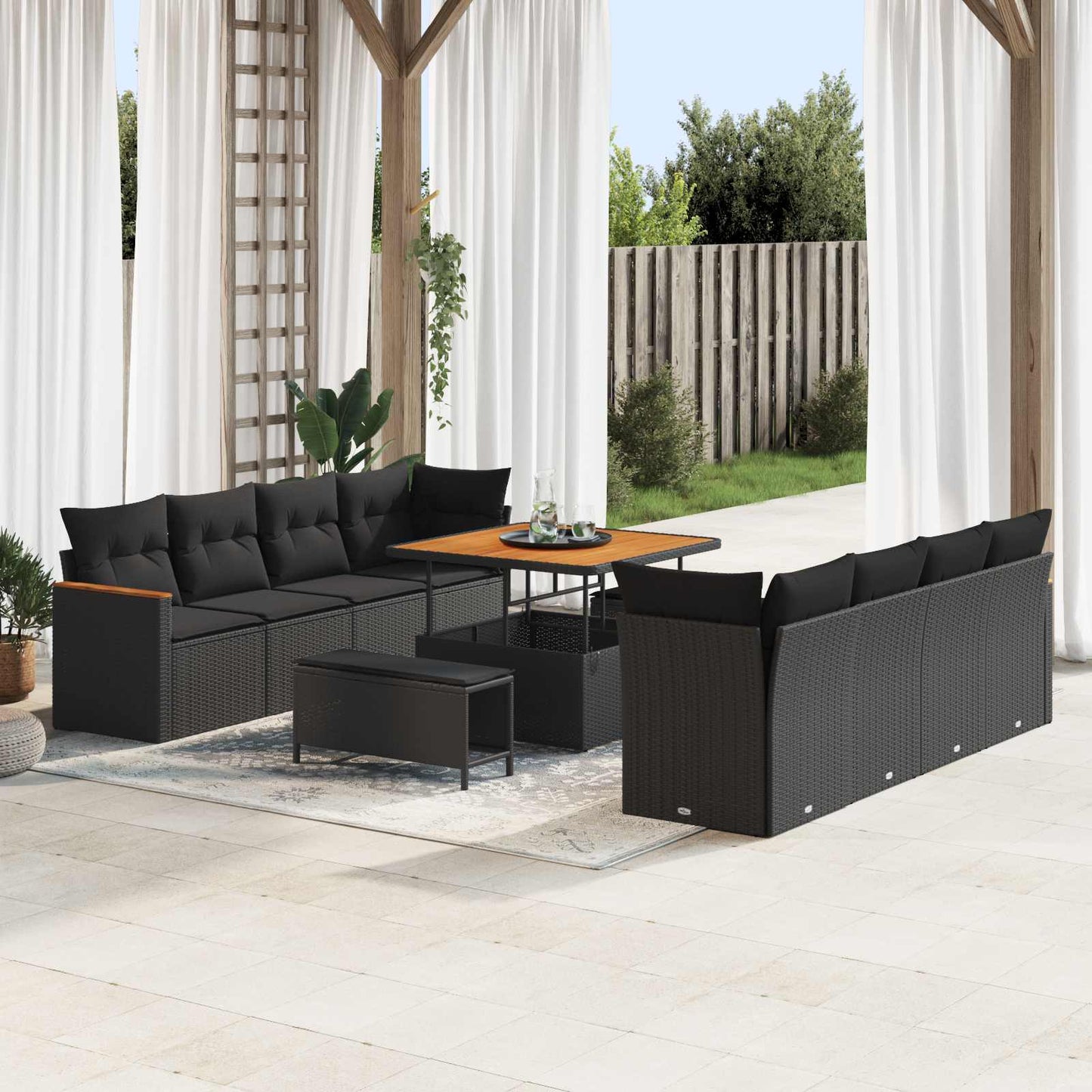 Tuinbankenset Met Kussen 12 Pcs Poly Rattan