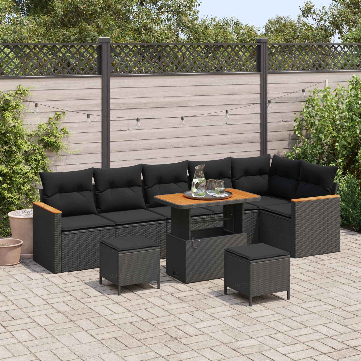 Tuin Sofa Set Met Kussen 9 Pcs Poly Riet