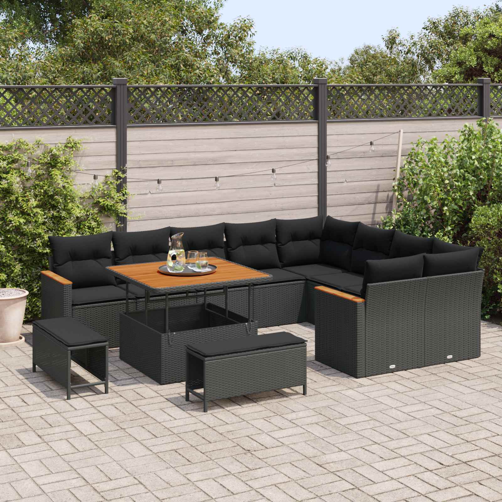 Tuin Sofa Set Met Kussen Met Opslag 12 Pcs Poly Rattan