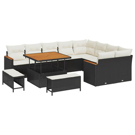 Tuin Sofa Set Met Kussen Met Opslag 12 Pcs Zwart Poly Rattan