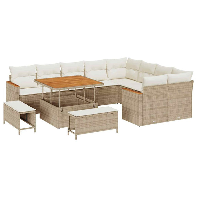 Tuin Sofa Set Met Kussen Met Opslag 12 Pcs Poly Rattan
