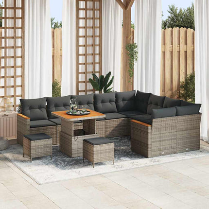 Tuin Sofa Set Met Kussen Met Opslag 12 Pcs Zwart Poly Rattan