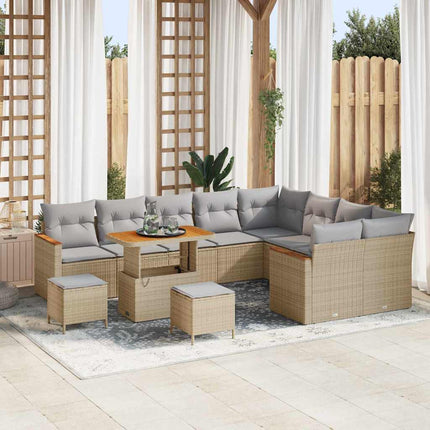 Tuin Sofa Set Met Kussen Met Opslag 12 Pcs Zwart Poly Rattan