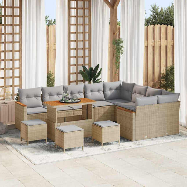 Tuin Sofa Set Met Kussen Met Opslag 12 Pcs Poly Rattan