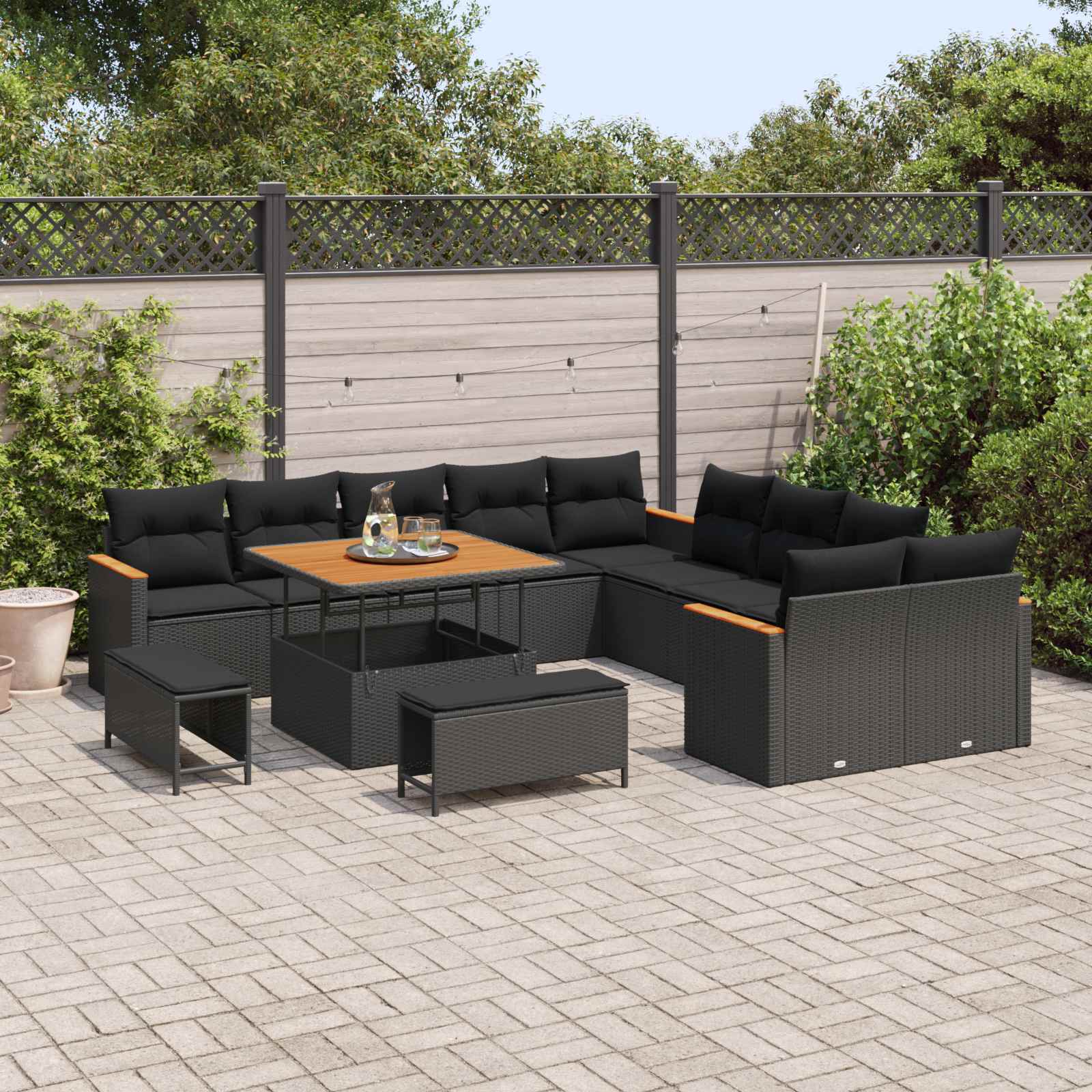 Tuinbankenset Met Kussen 13 Pcs Poly Rattan