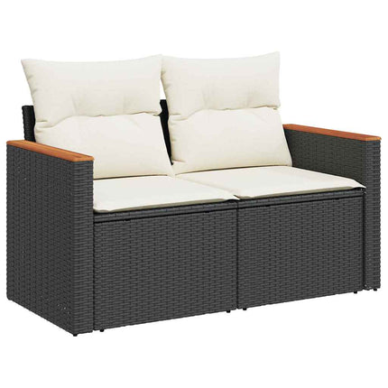 Tuinbankenset Met Kussen 13 Pcs Zwart Poly Rattan