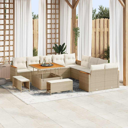 Tuinbankenset Met Kussen 13 Pcs Zwart Poly Rattan