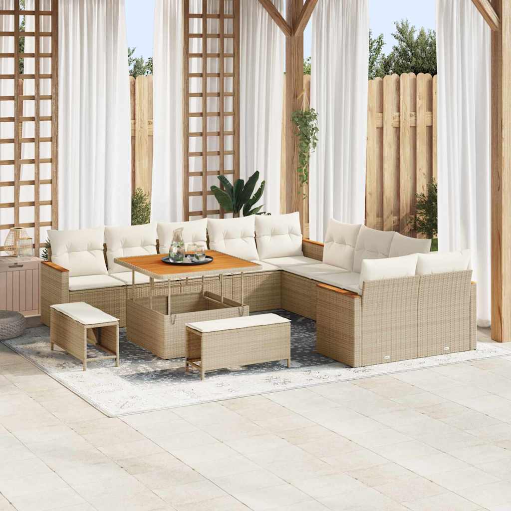 Tuinbankenset Met Kussen 13 Pcs Poly Rattan
