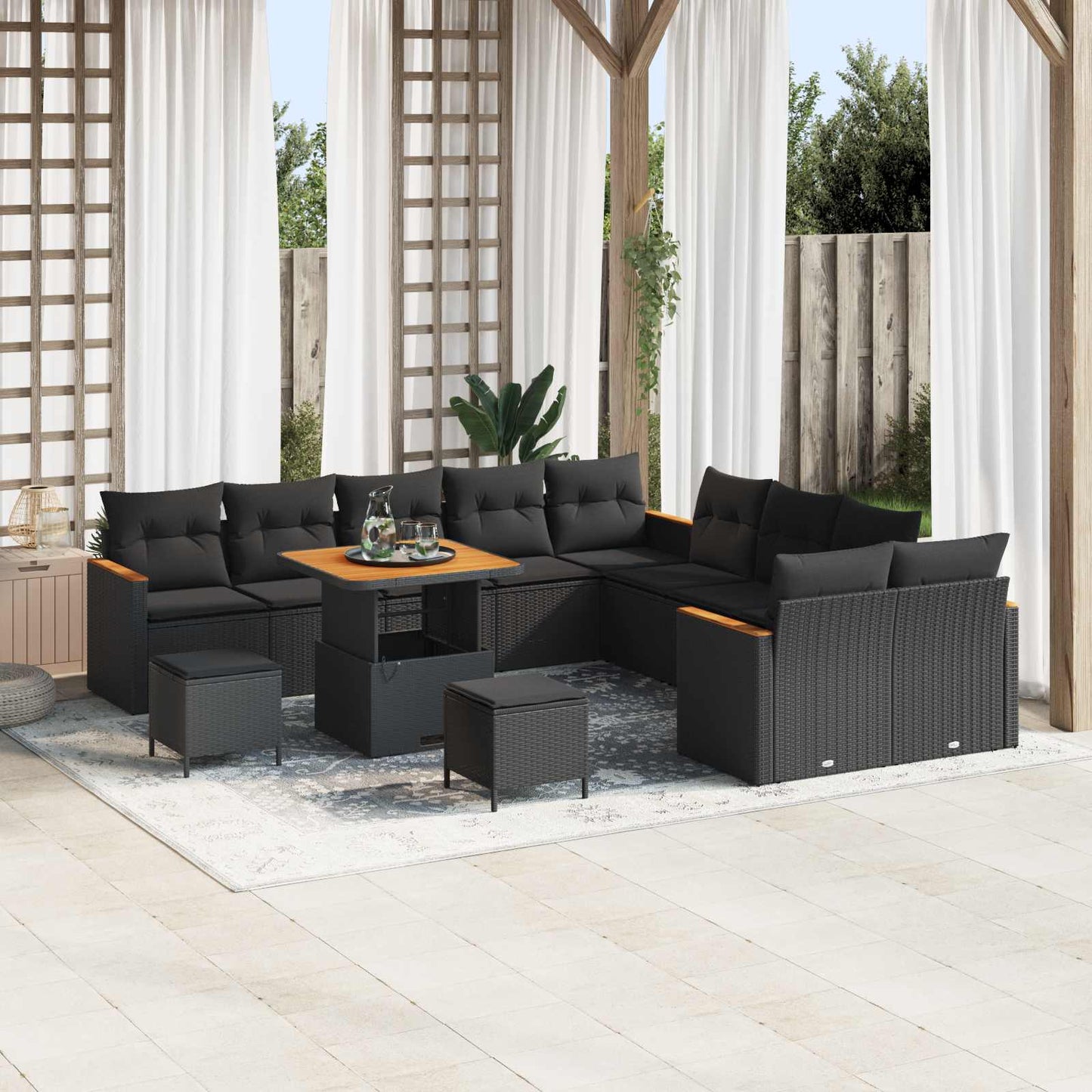 Tuinbankenset Met Kussen 13 Pcs Poly Rattan