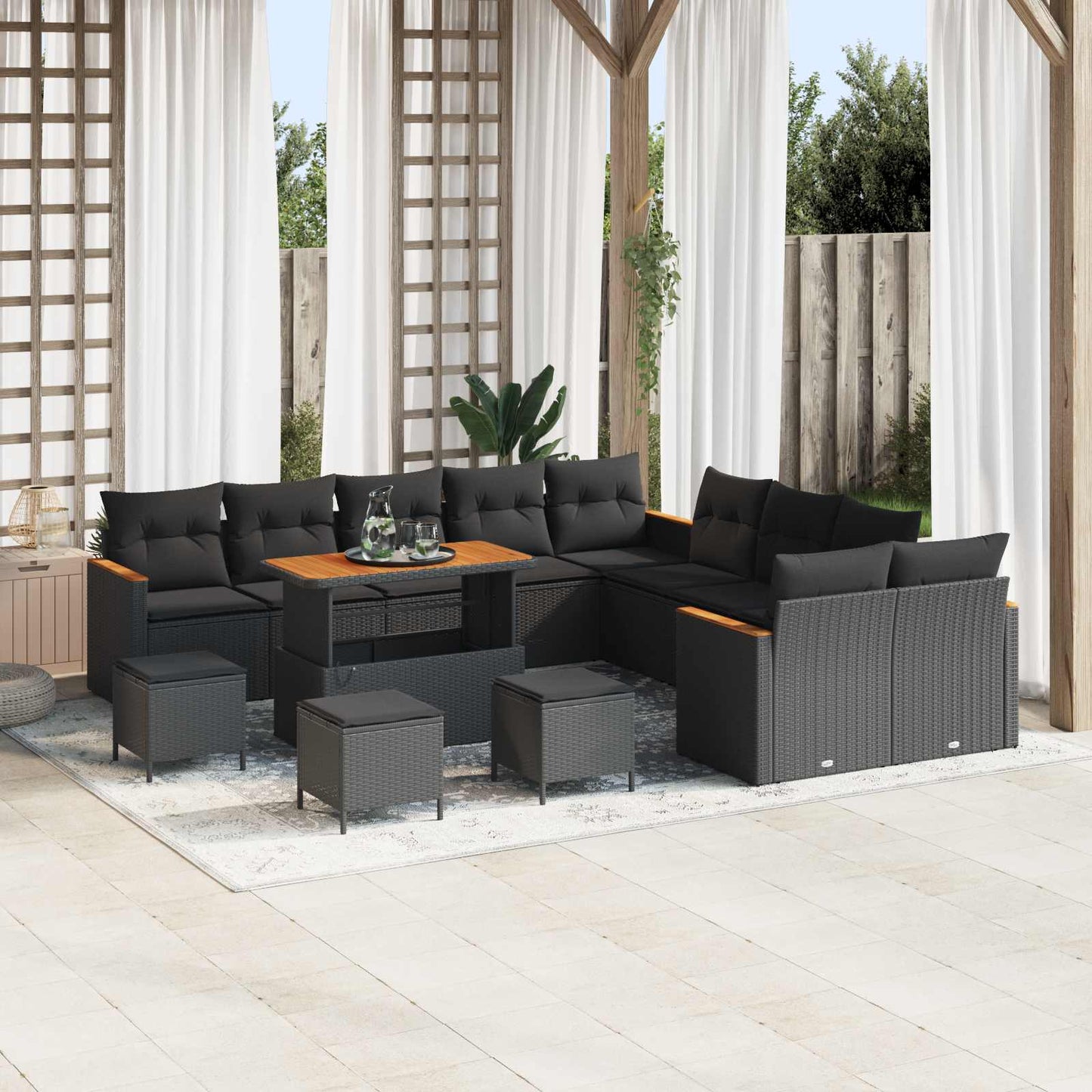 Tuinbankenset Met Kussen 13 Pcs Poly Rattan