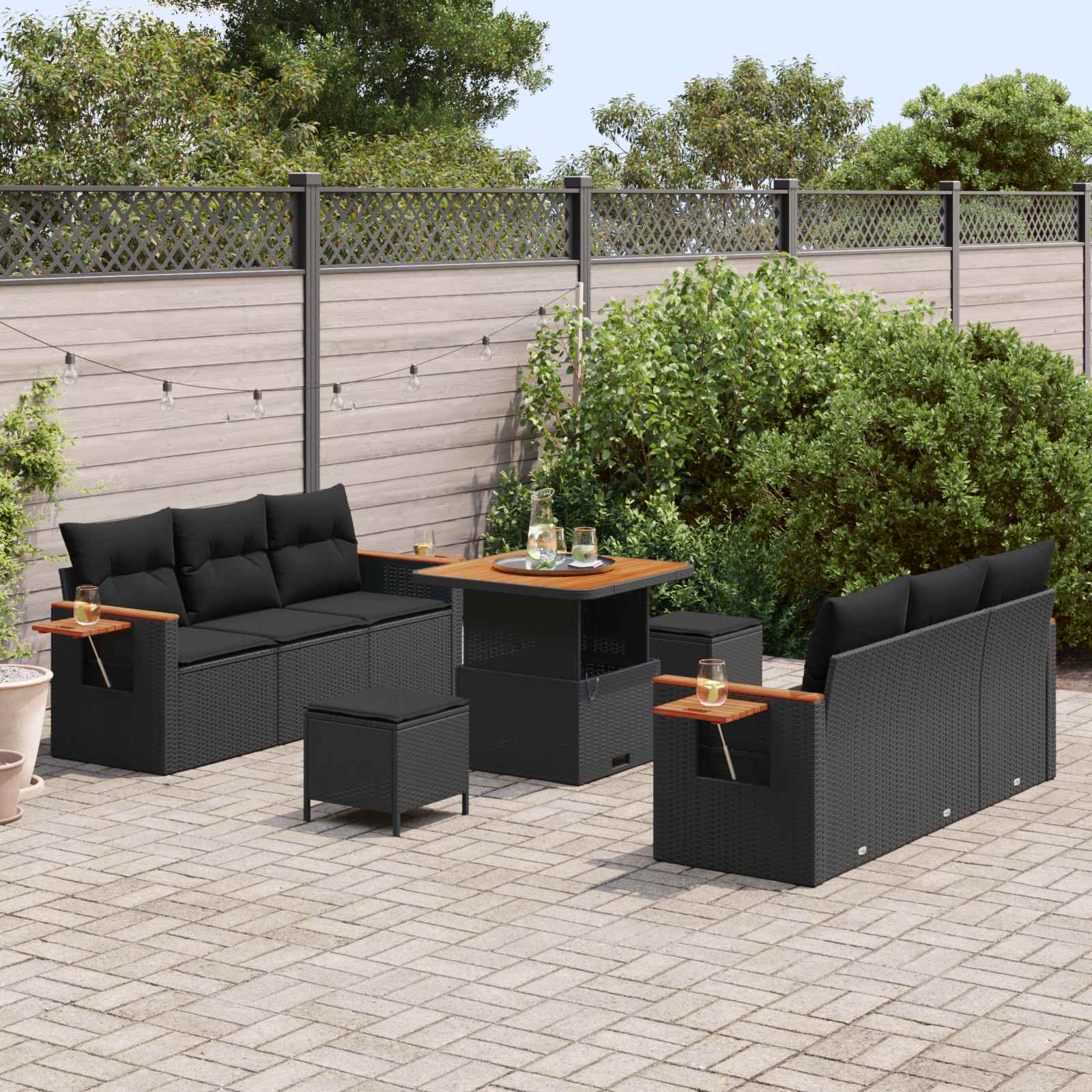 Tuinbankenset Met Kussen 11 Pcs Poly Rattan