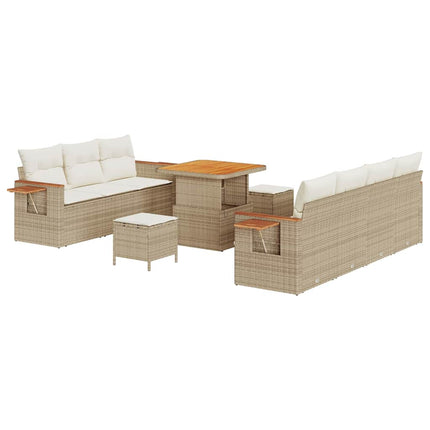 Tuinbankenset Met Kussen 13 Pcs En Crème Poly Rattan