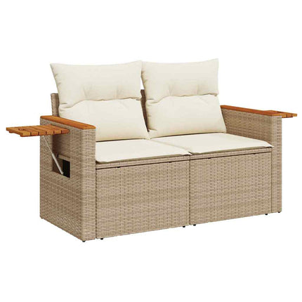 Tuinbankenset Met Kussen 13 Pcs En Crème Poly Rattan