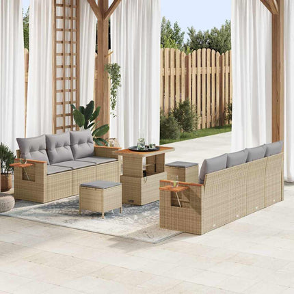 Tuinbankenset Met Kussen 13 Pcs En Crème Poly Rattan