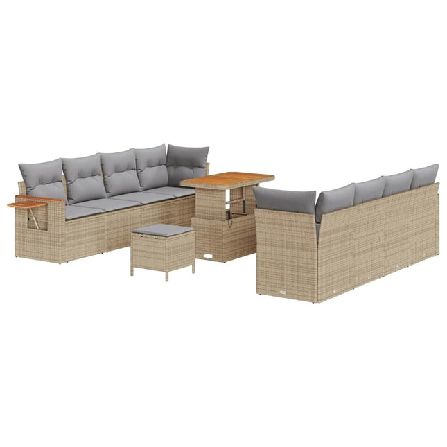 Tuinbankenset 12 Pcs En Licht Grijs Poly Rattan