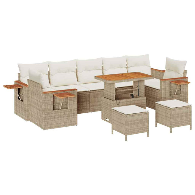 Tuinbankenset Met Kussen 13 Pcs En Crème Poly Rattan