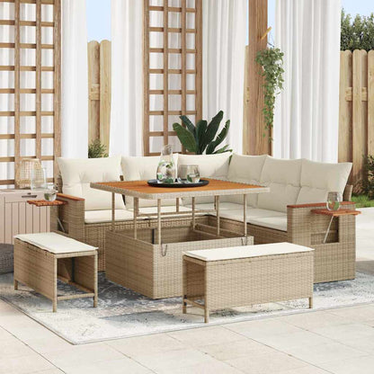 Tuinbankenset Met Kussen 9 Pcs Poly Rattan