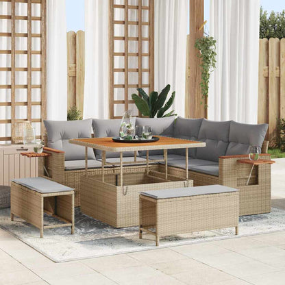 Tuinbankenset Met Kussen 9 Pcs Poly Rattan