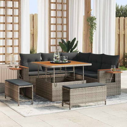 Tuinbankenset Met Kussen 9 Pcs Poly Rattan