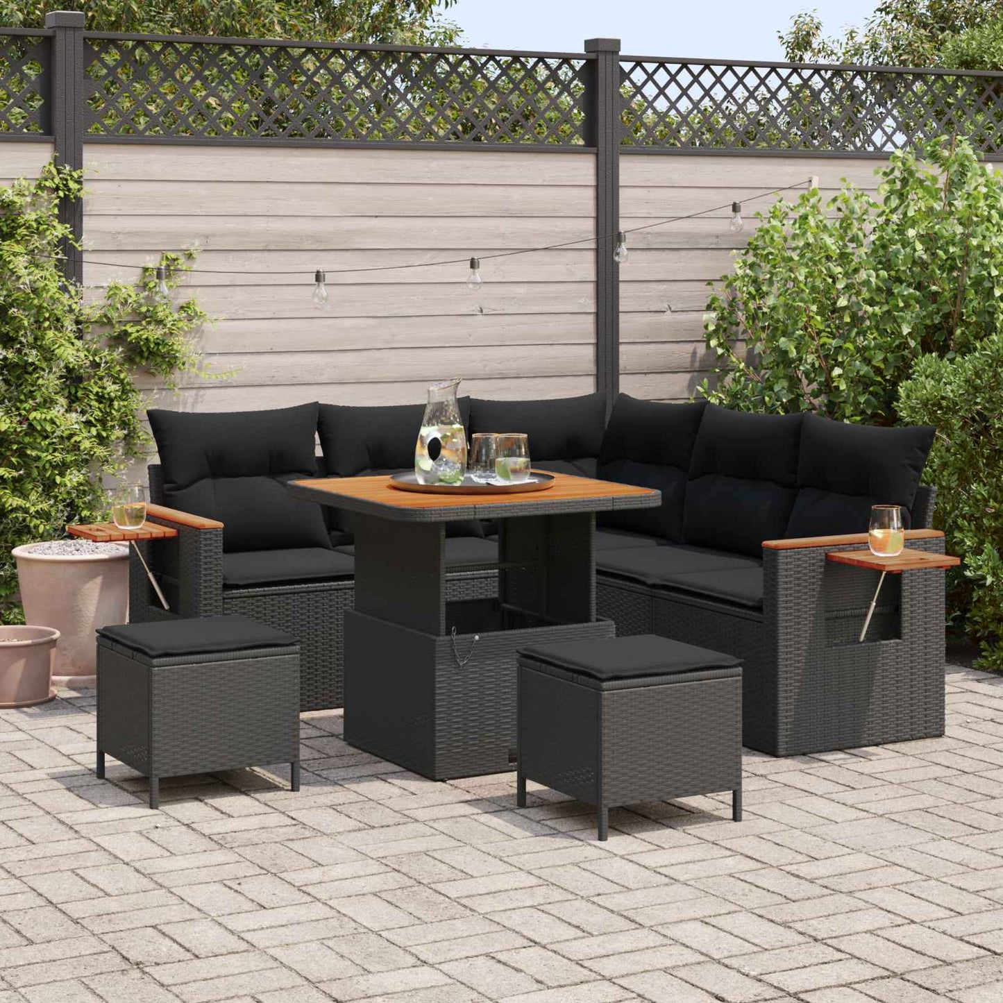 Tuinbankenset Met Kussen 9 Pcs Poly Rattan
