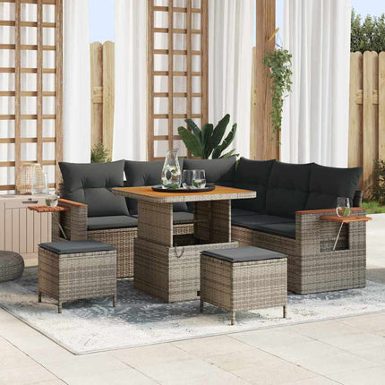 Tuinbankenset Met Kussen 9 Pcs En Licht Grijs Poly Rattan