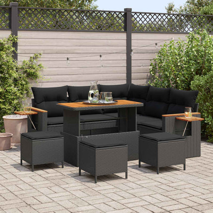 Tuinbankenset Met Kussen 9 Pcs En Licht Grijs Poly Rattan