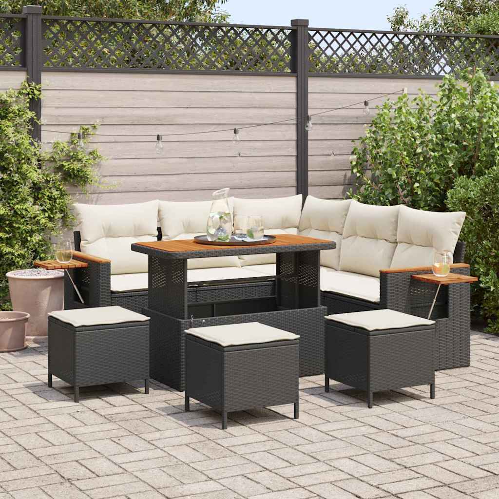 Tuinbankenset Met Kussen 9 Pcs Poly Rattan