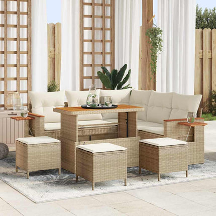 Tuinbankenset Met Kussen 9 Pcs En Licht Grijs Poly Rattan