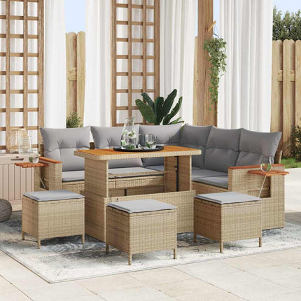 Tuinbankenset Met Kussen 9 Pcs En Licht Grijs Poly Rattan