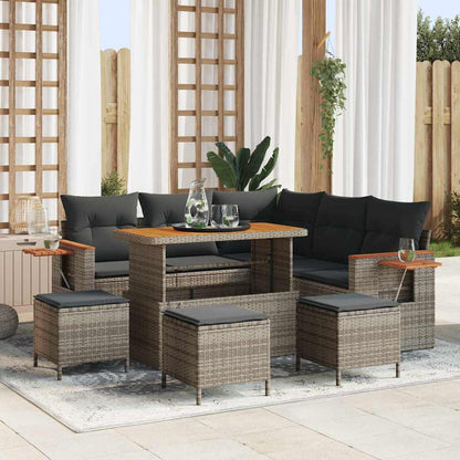 Tuinbankenset Met Kussen 9 Pcs Poly Rattan