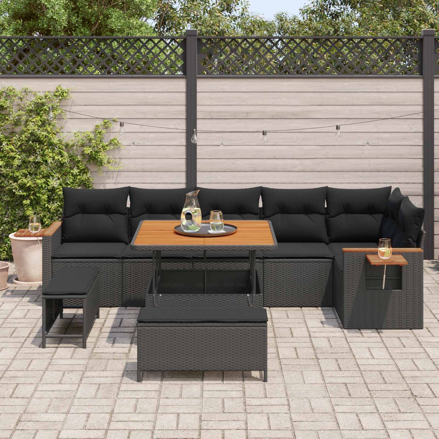Tuinbankenset Met Kussen 11 Pcs Poly Rattan