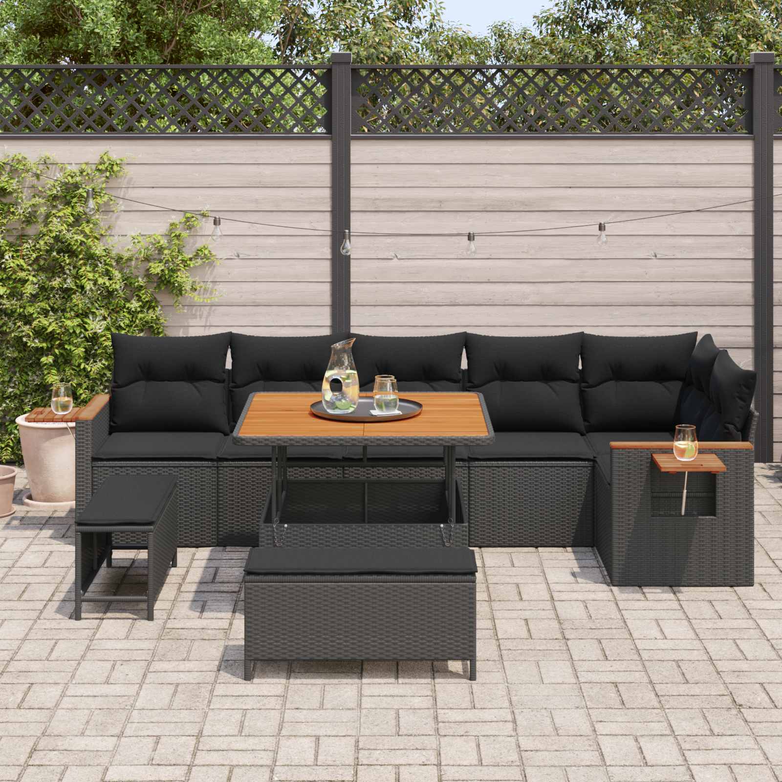 Tuinbankenset Met Kussen 11 Pcs Poly Rattan