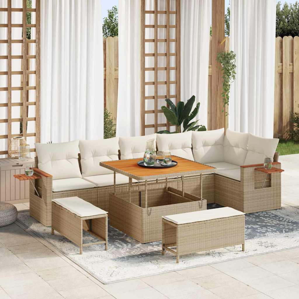 Tuinbankenset Met Kussen 11 Pcs Poly Rattan